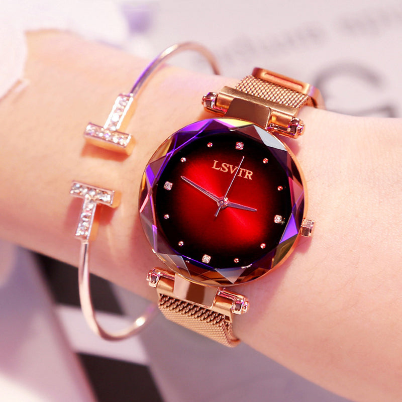 Montre femme or rose — Diamant ciel étoilé