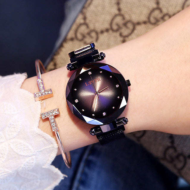 Montre femme or rose — Diamant ciel étoilé